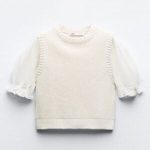 BRAND NEW NW ZARA CROP KNIT PUFF SLEEVE